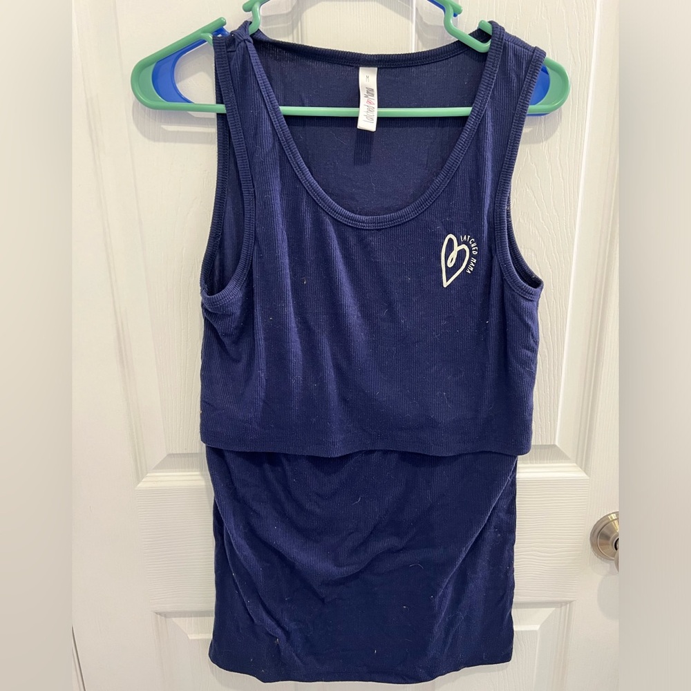 Latched mama navy ribbed tank.